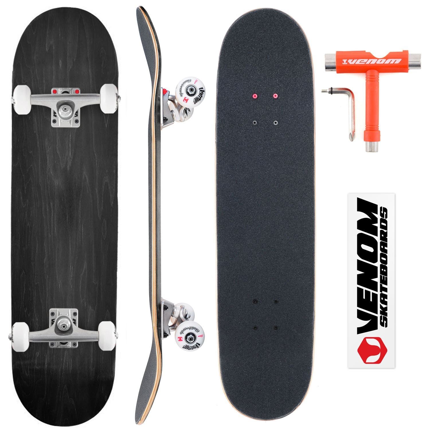 Venom Core Complete Built Skateboard - Black/Raw - 8.125 Complete Venom Skateboards