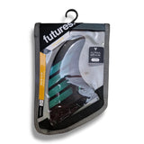 Futures F6 Alpha Size Medium Teal Carbon Thruster Fin Set - Bob Gnarly Surf