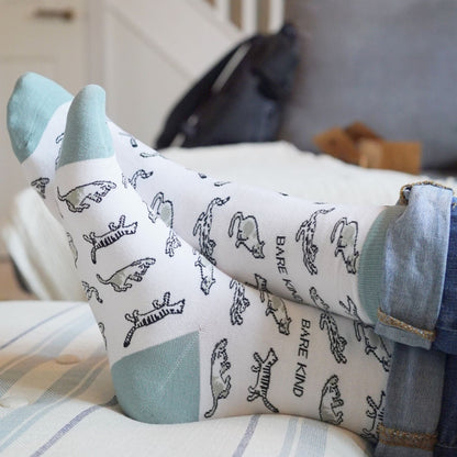 Green Cat Pet Pair Bamboo Sock Set Socks Bare Kind