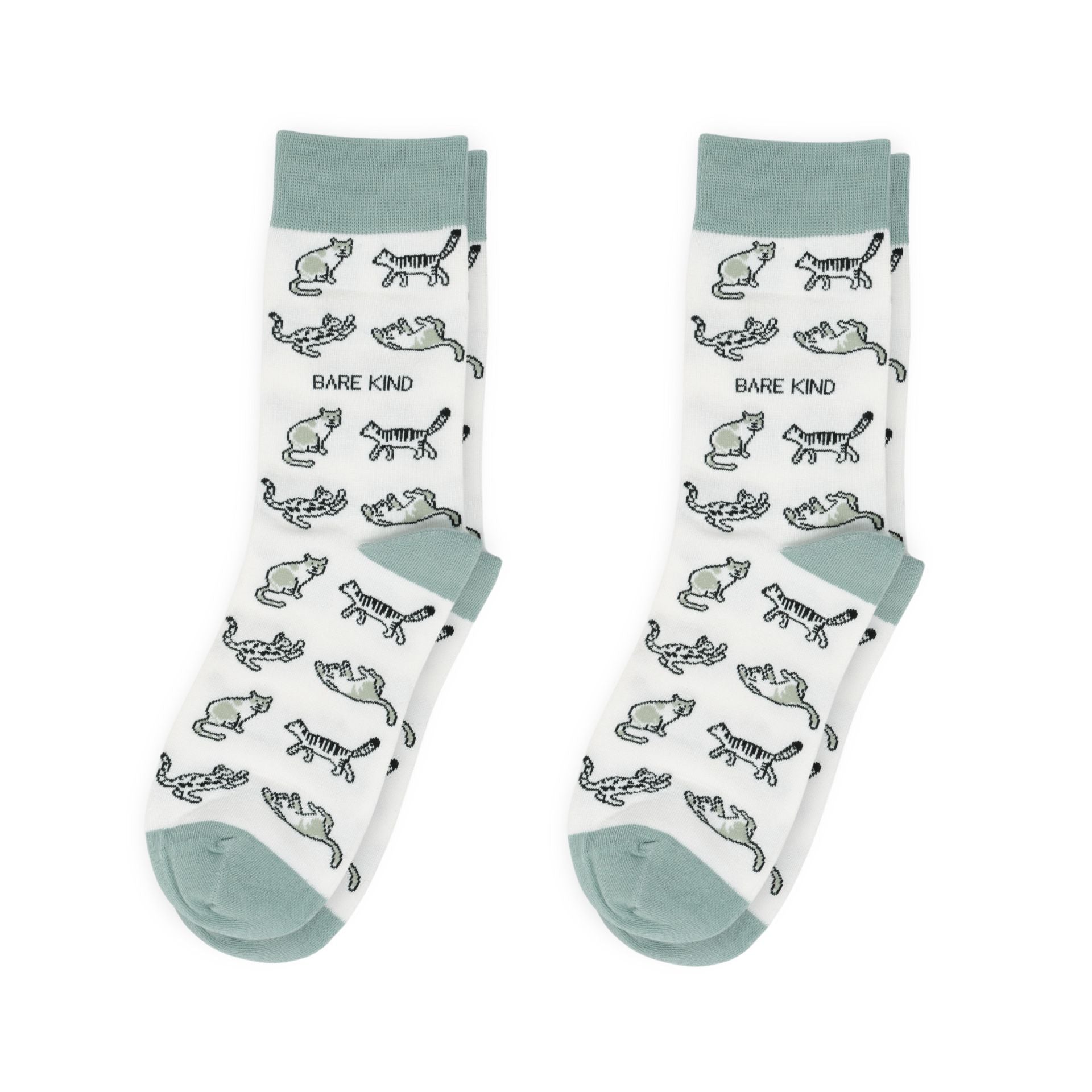 Green Cat Pet Pair Bamboo Sock Set Socks Bare Kind