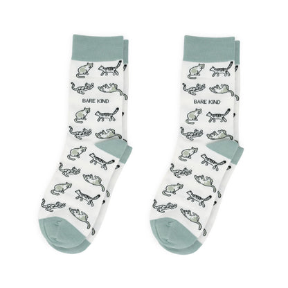Green Cat Pet Pair Bamboo Sock Set Socks Bare Kind