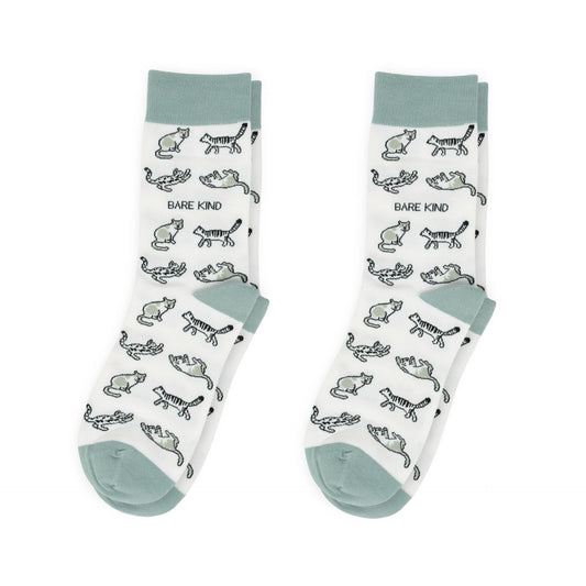 Green Cat Pet Pair Bamboo Sock Set Socks Bare Kind
