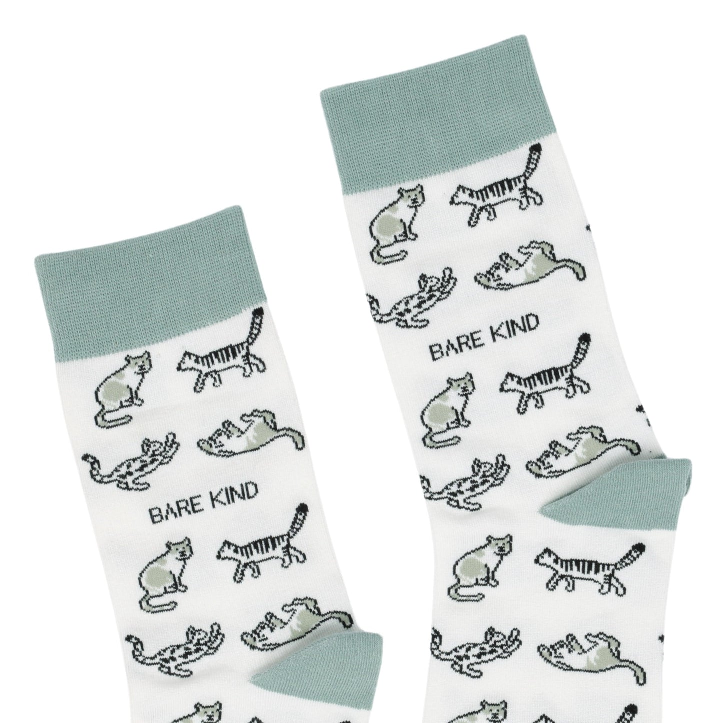 Green Cat Pet Pair Bamboo Sock Set Socks Bare Kind