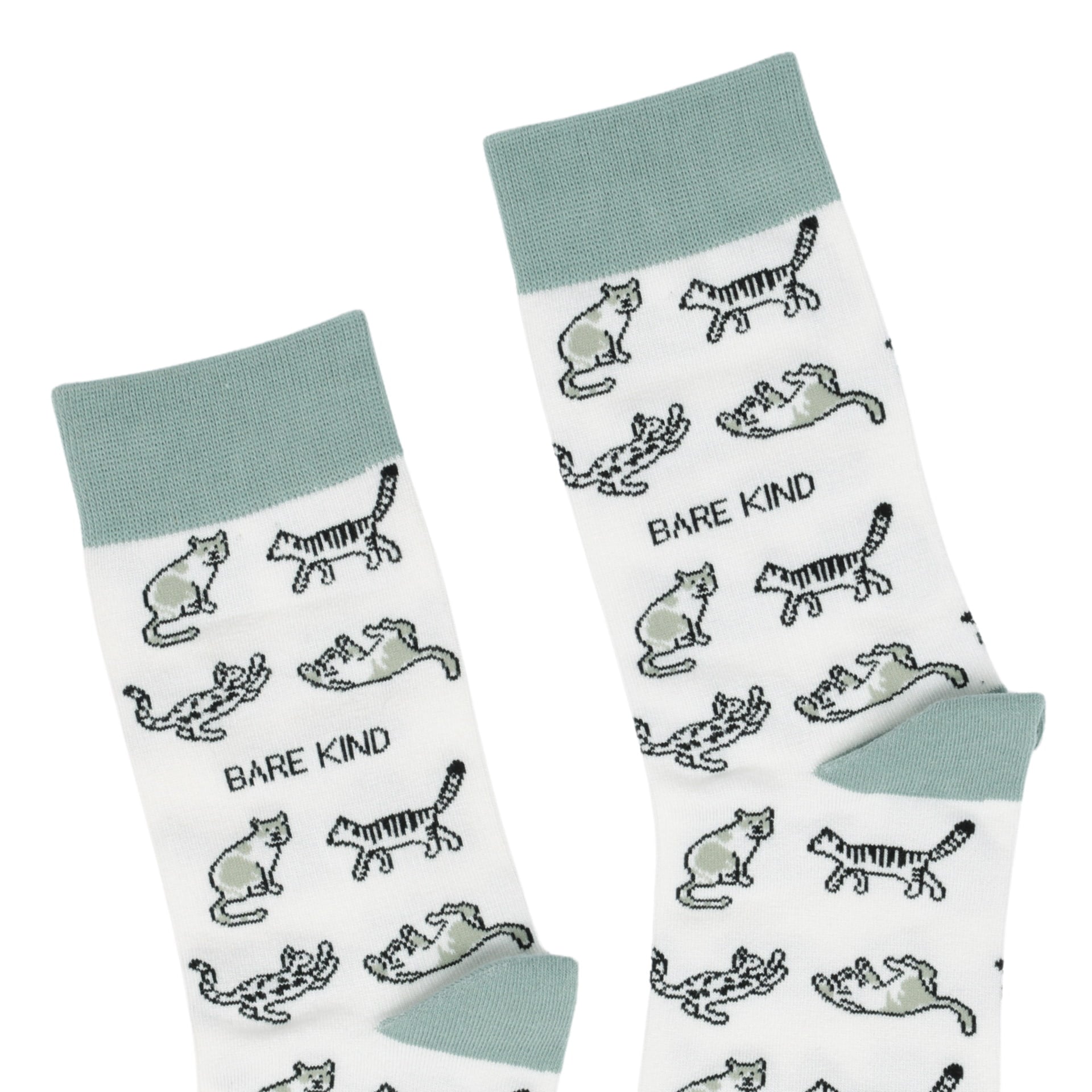 Green Cat Pet Pair Bamboo Sock Set Socks Bare Kind