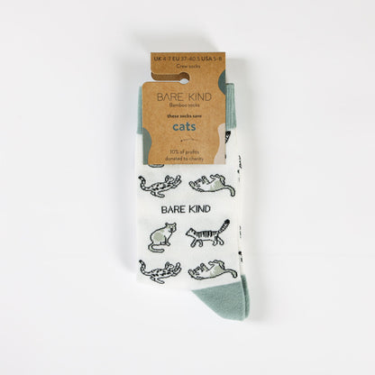 Save the Green Cat Bamboo Socks Socks Bare Kind