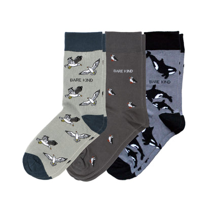 Grey Lover 3 Bamboo Sock Set Socks Bare Kind