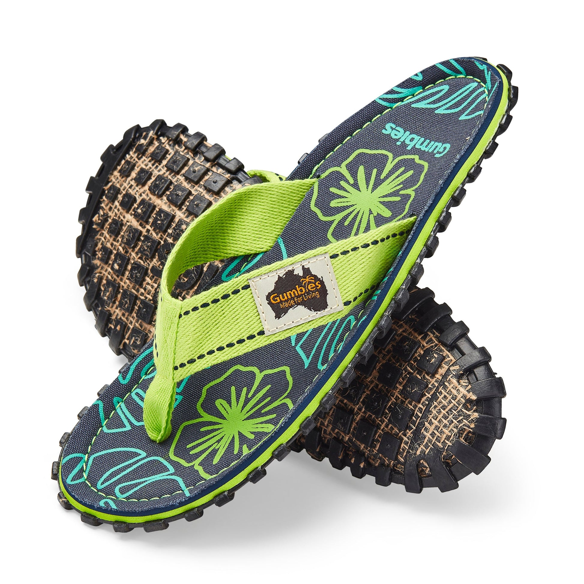 Islander Flip-Flops - Men's - Lime Hibiscus Islander Flip-Flops Gumbies