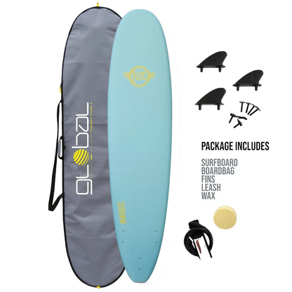 Surfworx Hellcat Mini Mal Foam surfboard 8ft 0 Ice Mint Package 8'0 Foamie Surfboard Surfworx 8'0 Ice Mint