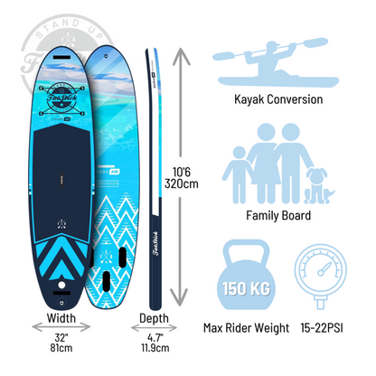 Pure Art 10'6 Inflatable Stand Up Paddle Board SUP Package | With SEAT SUPs FatStick Boards