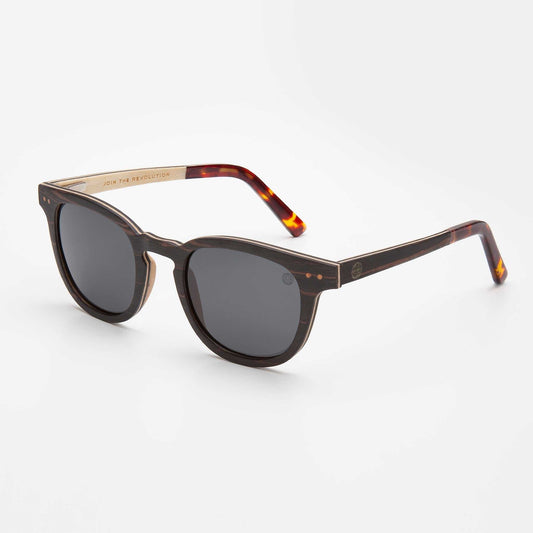Shaka Black Eco Friendly Sunglasses Union Of Surf Black Sandle Wood Veneer