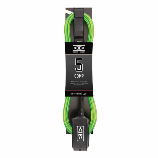Ocean & Earth 5'0 Regular Comp Leash Green - Bob Gnarly Surf