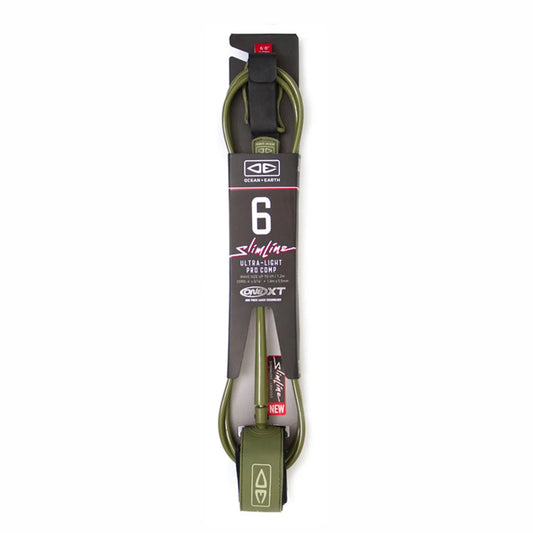 Ocean & Earth 6’0 SlimLine One-Xt Light Weight Comp Surf Leash Olive - Bob Gnarly Surf