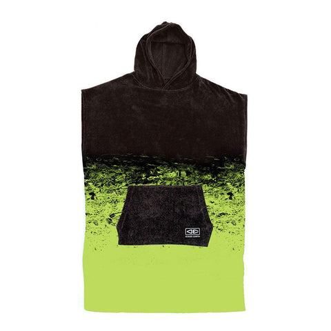 Ocean & Earth Youth Southside Hooded Poncho Black Lime - Bob Gnarly Surf