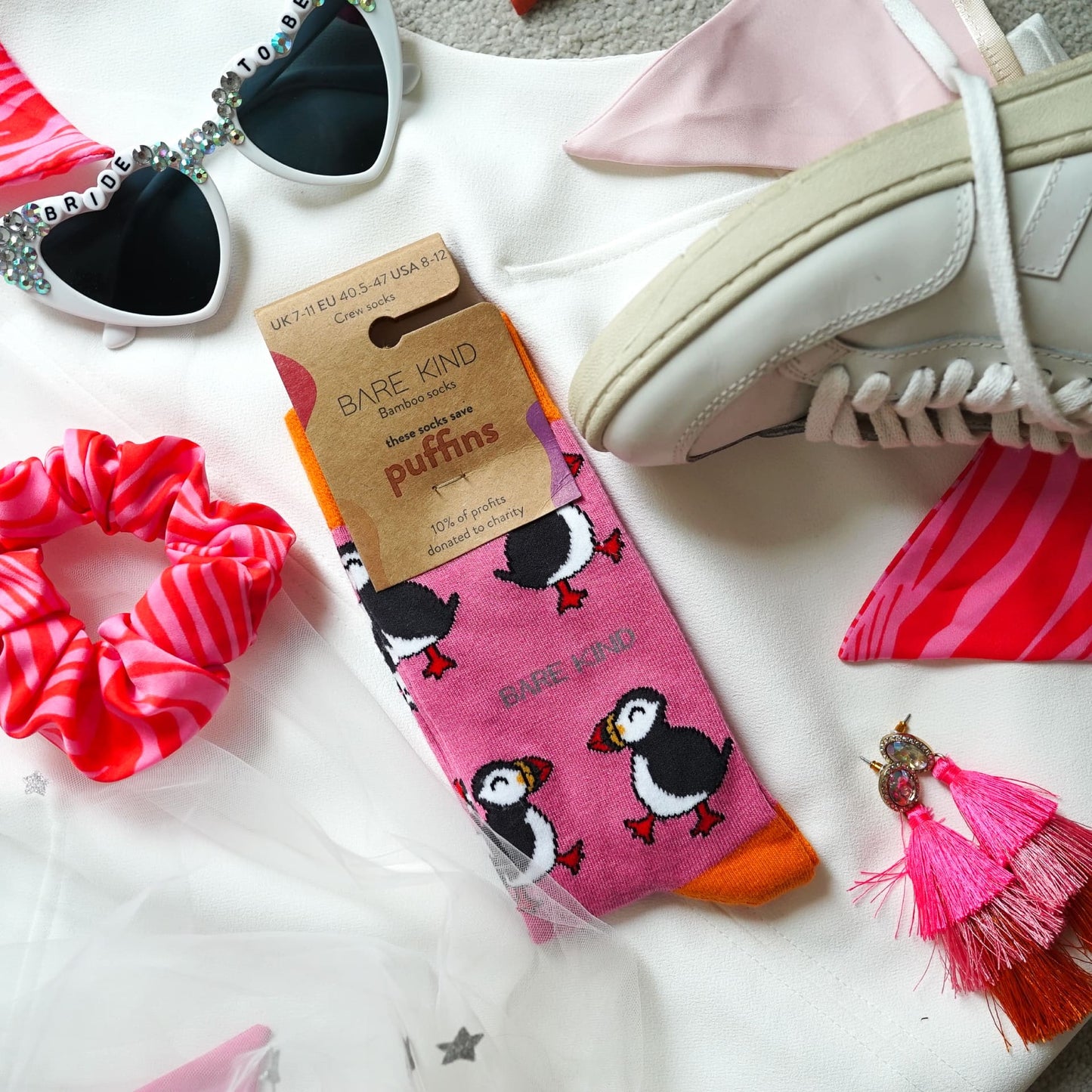 Save the Pink Puffin Bamboo Socks Socks Bare Kind