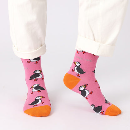 Save the Pink Puffin Bamboo Socks Socks Bare Kind