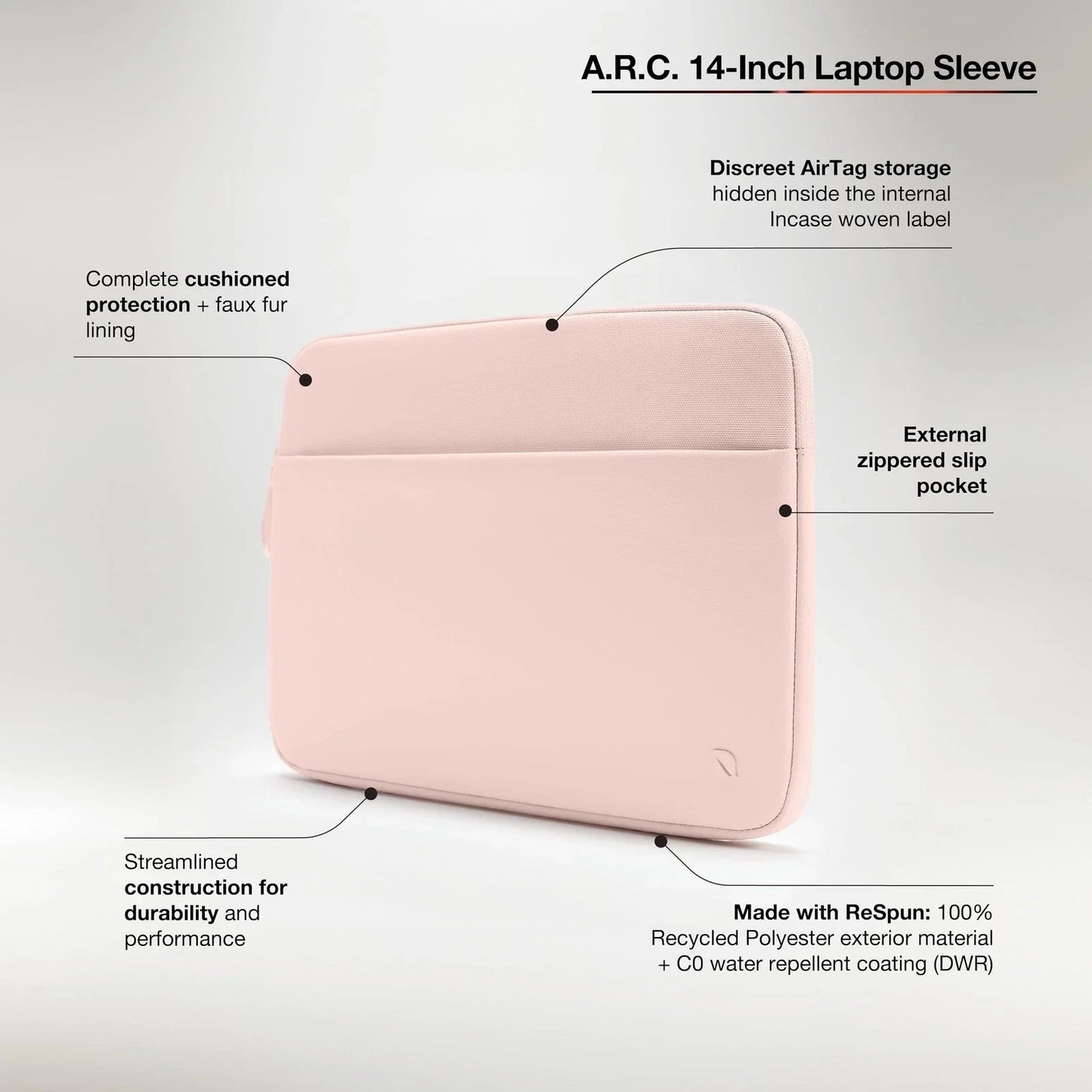 Incase A.R.C. Sleeve with ReSpun 100% Recycled Polyester bag INCASE