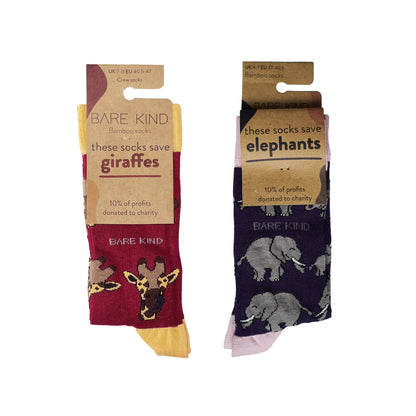 Safari Giants 2 Pack Bamboo Sock Set Socks Bare Kind