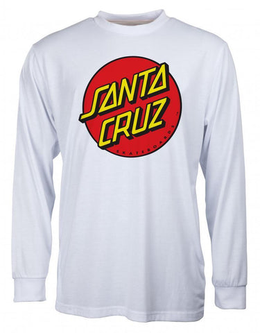 Santa Cruz Classic Dot Long Sleeve T-Shirt White - Bob Gnarly Surf