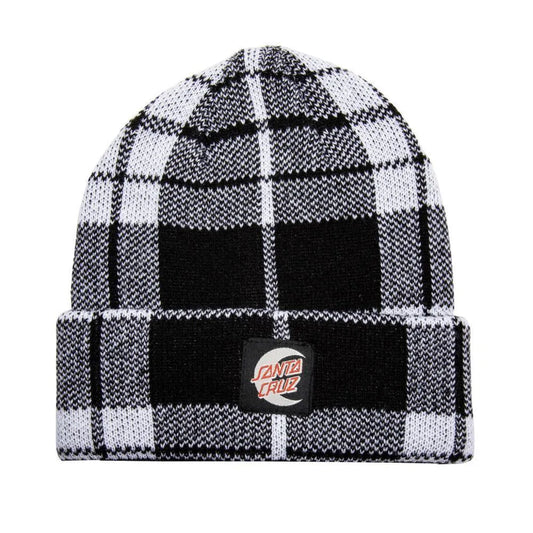 Santa Cruz Mono Dot Check Beanie Black White - Bob Gnarly Surf