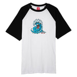 Santa Cruz Screaming Wave Raglan T-Shirt White/Black - Bob Gnarly Surf