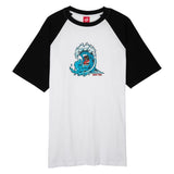 Santa Cruz Screaming Wave Raglan T-Shirt White/Black - Bob Gnarly Surf