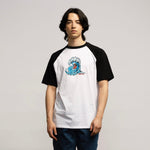 Santa Cruz Screaming Wave Raglan T-Shirt White/Black - Bob Gnarly Surf