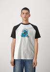 Santa Cruz Screaming Wave Raglan T-Shirt White/Black - Bob Gnarly Surf