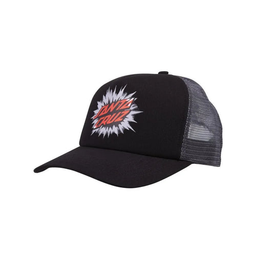 Santa Cruz Trucker Cap Burst Oval Dot Meshback Black - Bob Gnarly Surf