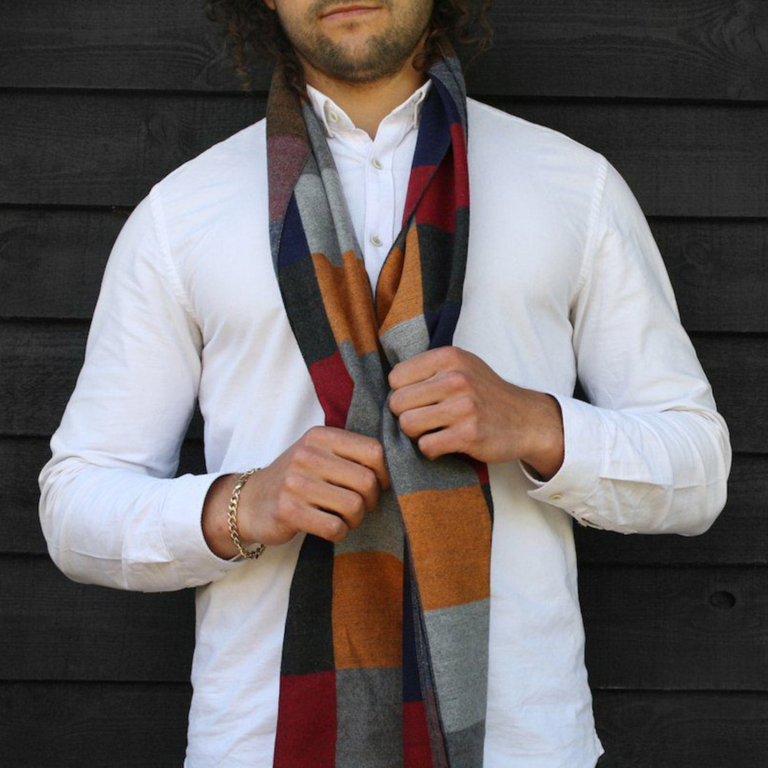 Multi Coloured Check Bamboo Scarf Scarves Swole Panda