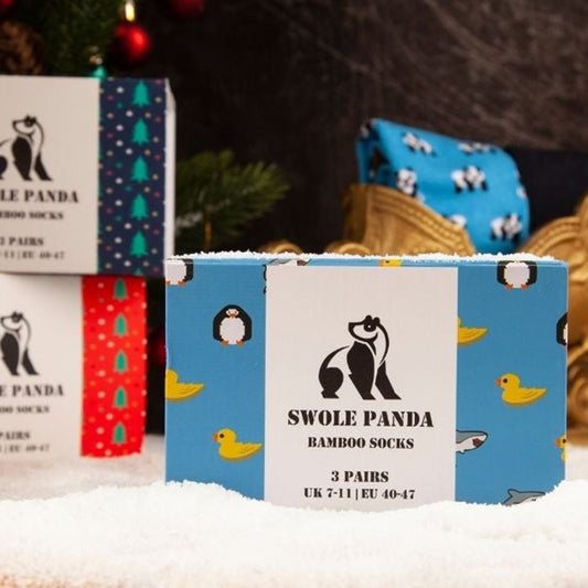Animal Sock Box - 3 Pairs of Bamboo Socks (His) Sock Gift Box Swole Panda