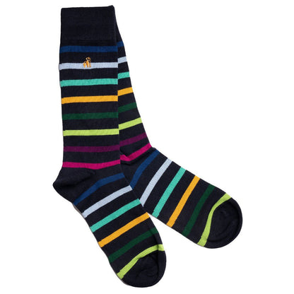 Black Small Striped Bamboo Socks Socks Swole Panda