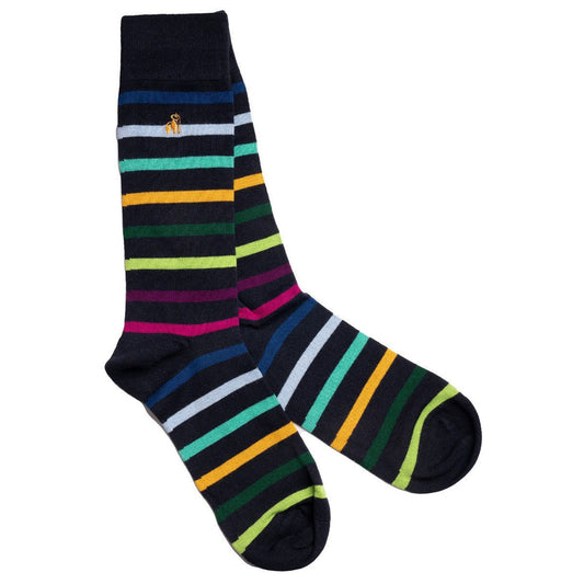 Black Small Striped Bamboo Socks Socks Swole Panda