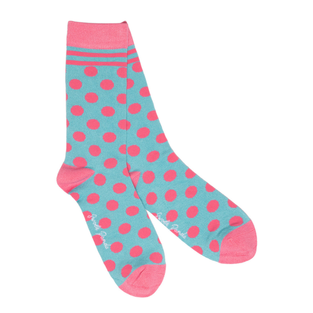 Blue and Pink Polka Dot Bamboo Socks Socks Swole Panda UK 4-7 (US 5-7.5 / EU 37-40)