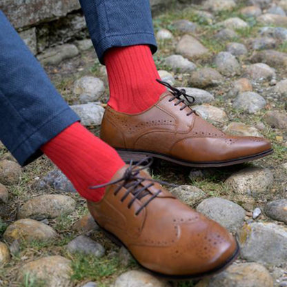 Classic Red Bamboo Socks (Comfort Cuff) Socks Swole Panda