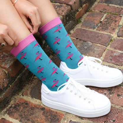 Flamingo Bamboo Socks (Comfort Cuff) Socks Swole Panda