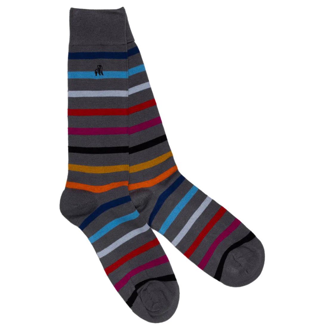 Grey Small Striped Bamboo Socks (Comfort Cuff) Socks Swole Panda