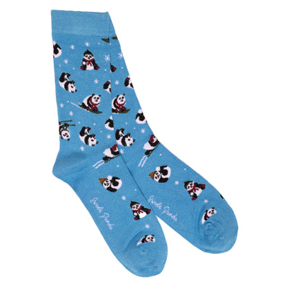 Blue Skiing Panda Bamboo Socks Socks Swole Panda