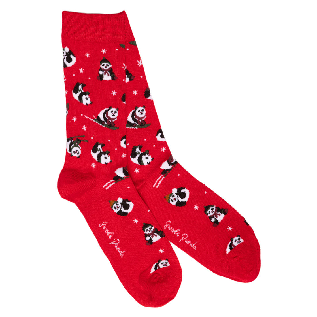 Red Skiing Panda Bamboo Socks Socks Swole Panda UK 4-7 (US 5-7.5 / EU 37-40)