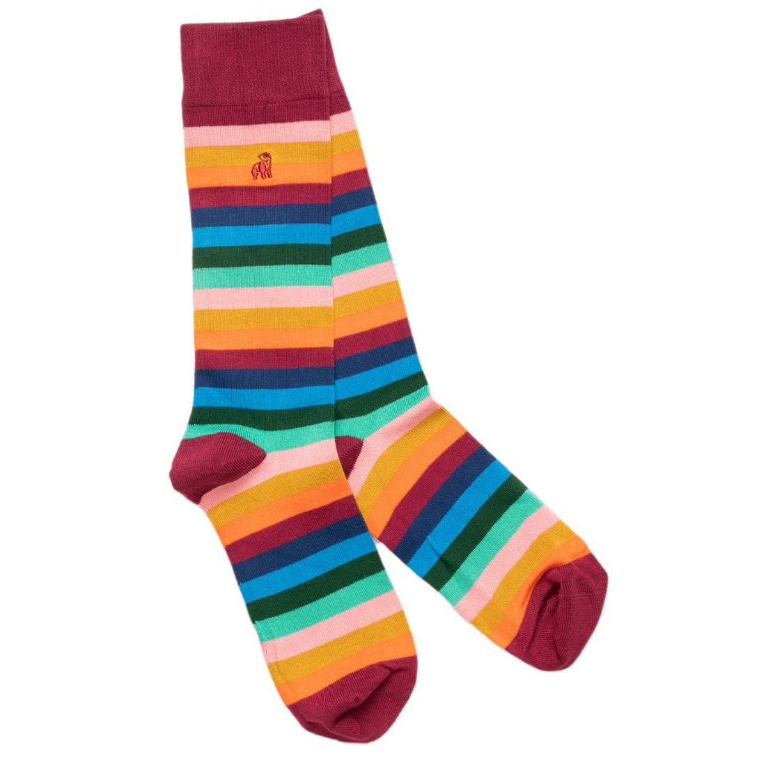 Multi Fine Striped Bamboo Socks (Comfort Cuff) Socks Swole Panda