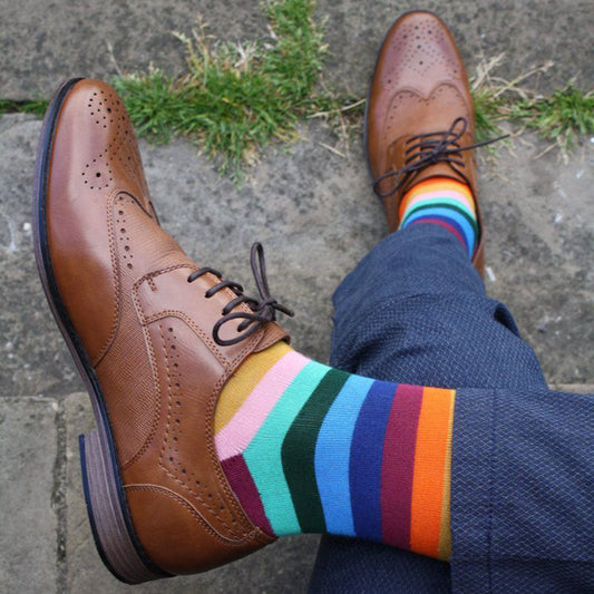 Multi Fine Striped Bamboo Socks (Comfort Cuff) Socks Swole Panda