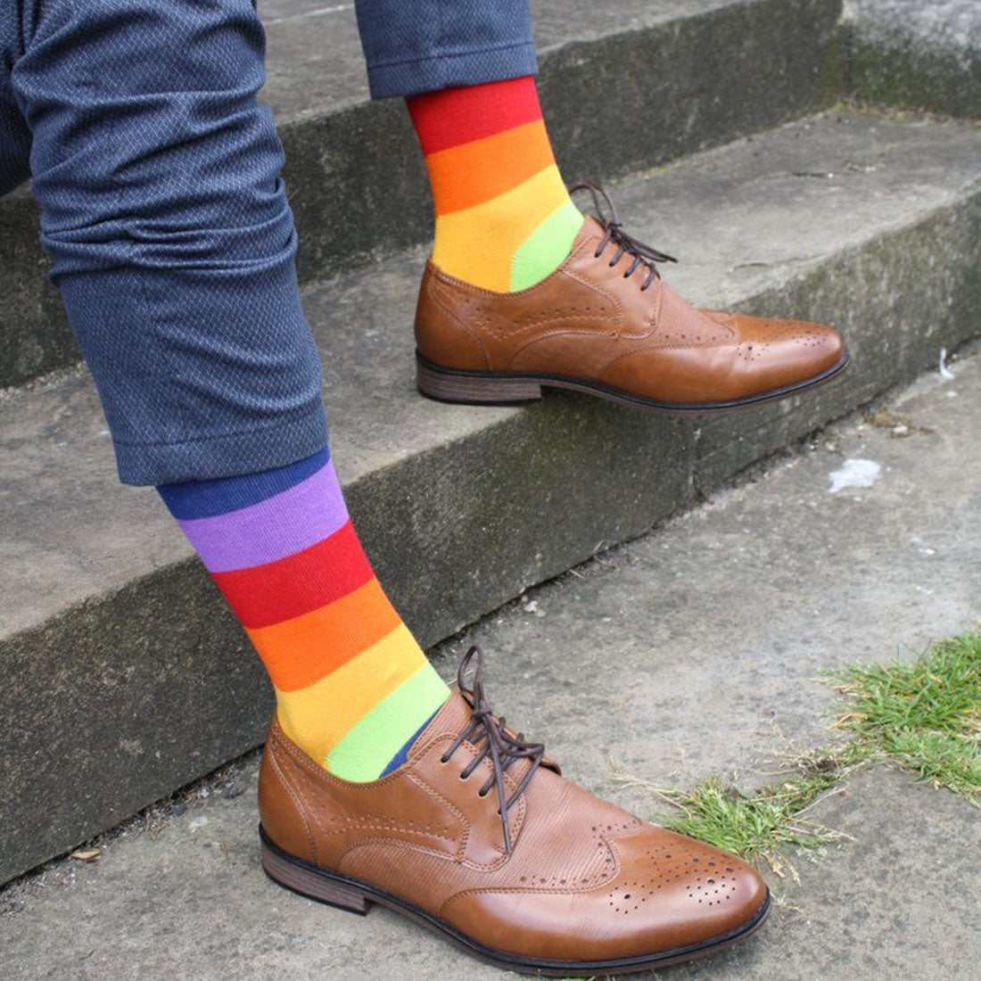 Rainbow Stripe Matching Bamboo Socks (Adult & Child) Socks Swole Panda