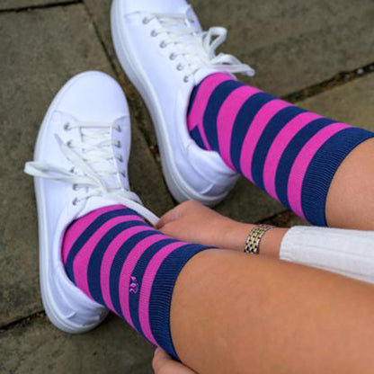 Pink Stripe Matching Bamboo Socks (Adult & Child) Socks Swole Panda