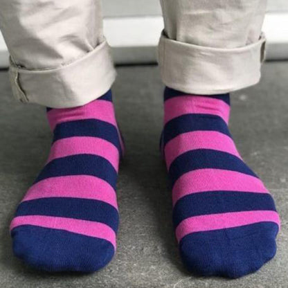 Rich Pink Striped Bamboo Socks (Comfort Cuff) Socks Swole Panda