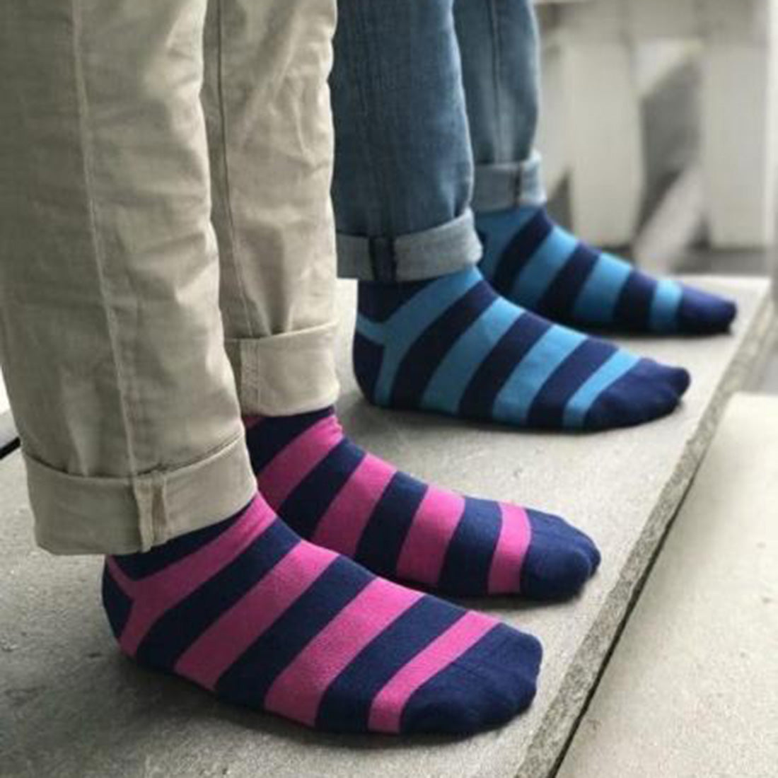 Rich Pink Striped Bamboo Socks (Comfort Cuff) Socks Swole Panda