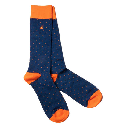 Spotted Orange Bamboo Socks (Comfort Cuff) Socks Swole Panda