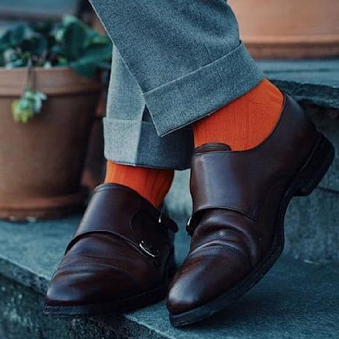 Tangerine Orange Bamboo Socks (Comfort Cuff) Socks Swole Panda