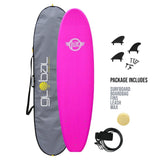 Surfworx Base Mini Mal soft surfboard 7ft 6 Pink Package - Bob Gnarly Surf