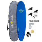 Surfworx Hellcat Mini Mal Foam surfboard 7ft 6 Blue Package 7'6