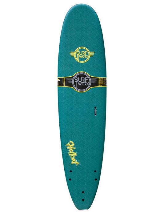 Surfworx Hellcat Mini Mal Soft Surfboard 8ft 0 Mallard Green Foamie Surfboard Surfworx 8'0 Mallard Green