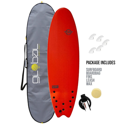 Surfworx Pro-Line Code Foam Surfboard 6ft 4 Orange Package